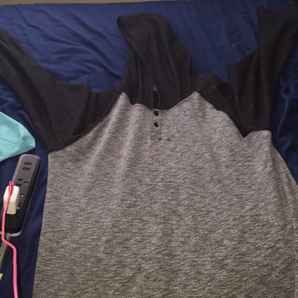 Black and grey button hoodie